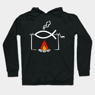 Jesus Fish Rotisserie by Tai's Tees Hoodie